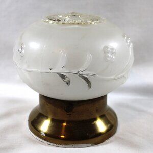 Antique 1950s Glass Ceiling Light with Brass Base